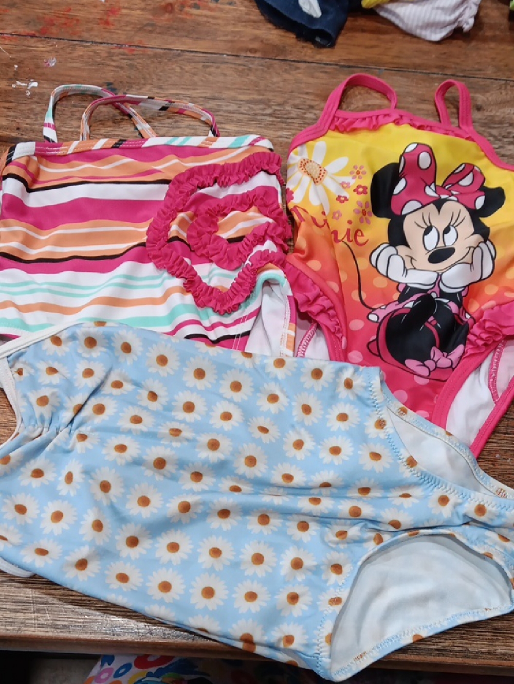Girls 3-Piece Swimsuit Lot with Minnie & Daisy Prints